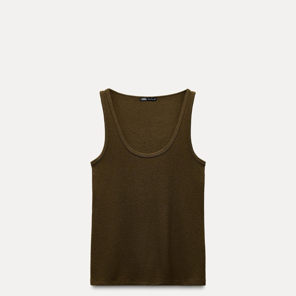 Zara Khaki Sleeveless Top